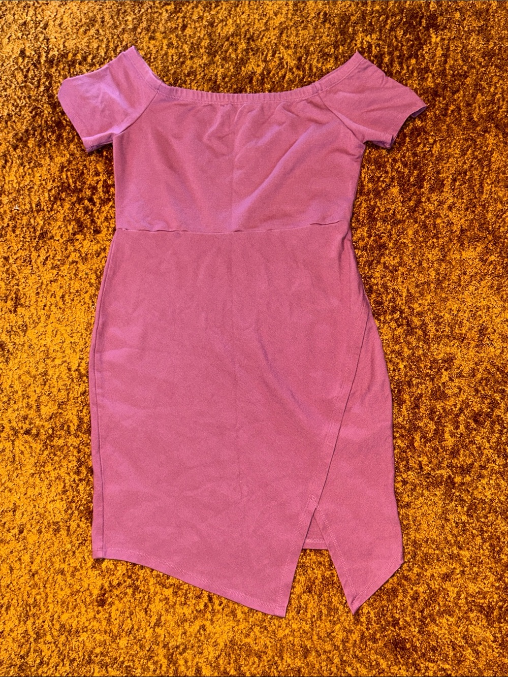 iris Dusty Mauve One-Shoulder Wrap Hem Dress